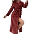 thumbnail image 4 of Timegard Robe de Nuit pour Femmes en Molleton Mi-Longue avec Capuche Ceinture Tenue d'Intérieur Automne Hiver Chaude Confortable Peignoir, 4 of 8
