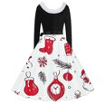 thumbnail image 3 of TIMIFIS Robes de Noël pour Femmes, Robes Maxi pour Femmes Robe Vintage de Vacances Manches Longues Col en V en Fourrure Robe Dos Nu, 3 of 3