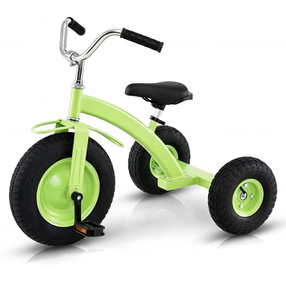 Costway Tricycle pour Tout-Petits et Enfants avec Pneus en Caoutchouc Gonflables de 15 Pouces, Siège et Guidon Ajustables pour 3+ Vert