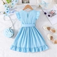 thumbnail image 4 of Splozh Robes Filles Robes Filles Printemps Été Manches Volantées Ligne A avec Ceinture Poches Robe Décontractée de Fête pour Enfants Bleu Ciel,7-8 Ans, 4 of 6