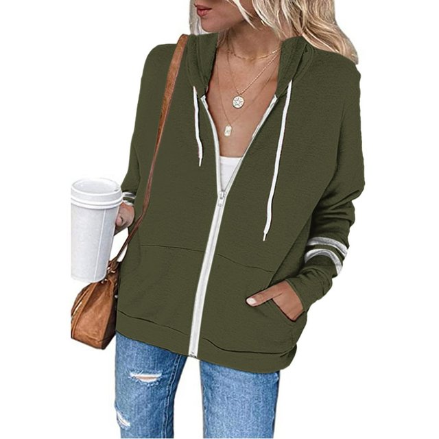 Women‘s Casual Printing Hooded Splicing Draped With Pockets Jacket Coat