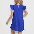 thumbnail image 4 of Mgmyaa Robe Fille à Manches Courtes, Couleur Unie, Ligne A, Manches Volantées, Robe Évasée à Volants, 4-15 Ans, 4 of 8