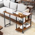 thumbnail image 3 of Patiojoy Table d'Appoint de Sofa avec Étagères de Rangement Table d'Extrémité Mobile Table Roulante pour Canapé Bureau pour Salon Chambre, 3 of 6