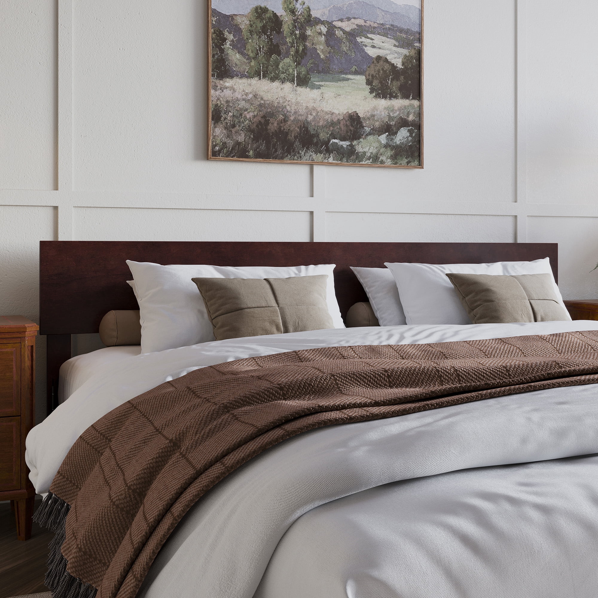 Orlando King Modern Wood Panel Headboard in Espresso