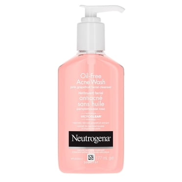 Neutrogena Oil-Free Acne Wash Pink Grapefruit Facial Cleanser, Pore Cleansing and Daily Liquid Facial Cleanser with 2% Salicylic Acid and Vitamin C