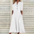 thumbnail image 1 of Pisexur Robe à Manches Courtes Col en V Longueur Genou Mode Femmes Été Imprimé Décontracté Col en V Bouton Manches Courtes Vacances Poches Robe Femmes Robe, 1 of 7