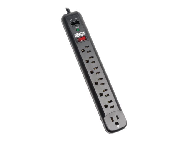 Tripp Lite Surge Protector Power Strip 120V Right Angle 7 Outlet RJ11 Black - Surge protector - 15 A - AC 120 V - 1.8 kW - output connectors: 7 - black - for P/N: CLAMPUSBLK, CLAMPUSW