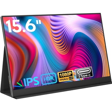 Portable Monitor, 15.6" 1080P FHD Laptop Monitor USB-C HDMI Computer Display IPS Second Screen W/Smart Cover & Dual Speakers, Laptop Extended Monitor for PC Phone Mac Xbox PS4/5 S