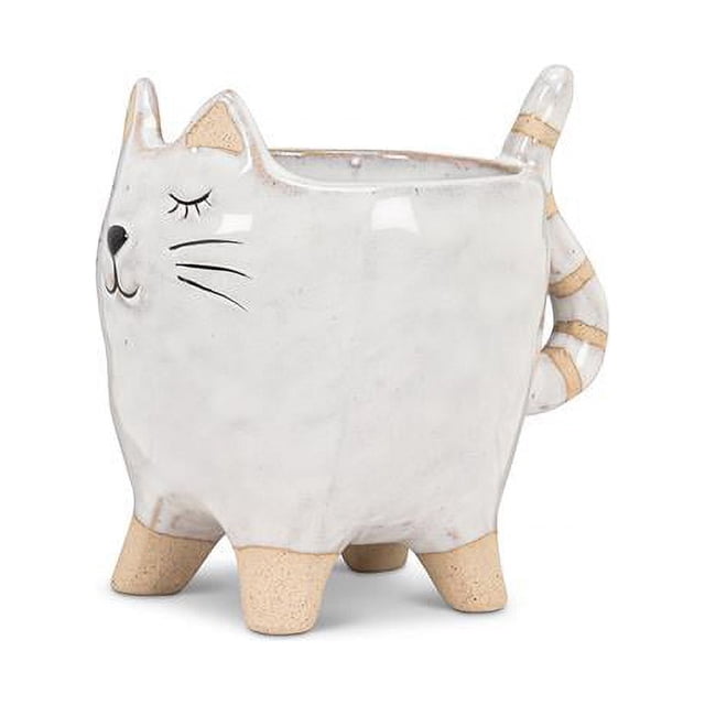 Abbott Collection AB-27-CRITTER-201 Jardinière pour Chat de 4 Po avec Queue, Blanc - Petit