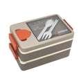 thumbnail image 1 of Thermos Lunch Box for Youngster Beige Lunch Boxdouble Layer Plastic Lunch Box Large Capacity Office Worker Divided Lunch Box Microwave Oven Lunch Box Toddler Bento Box, 1 of 4