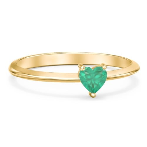 Heart Birthstone Ring - Emerald (May)