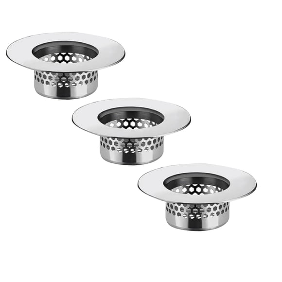 Bathtub Drain Cover, Bathroom Sink Strainer, Drain Hair Catcher, Bathtub Strainer, Drain Hair Catcher for Bathtub Laundry Utility Sink, 3 Pcs, 1.97x0.67"(Silver*3)