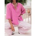 thumbnail image 2 of Gupgi Knitted Crop Cardigan for Women Short Sleeve Button Down Sweater Solid Color Ribbed Tops, 2 of 7