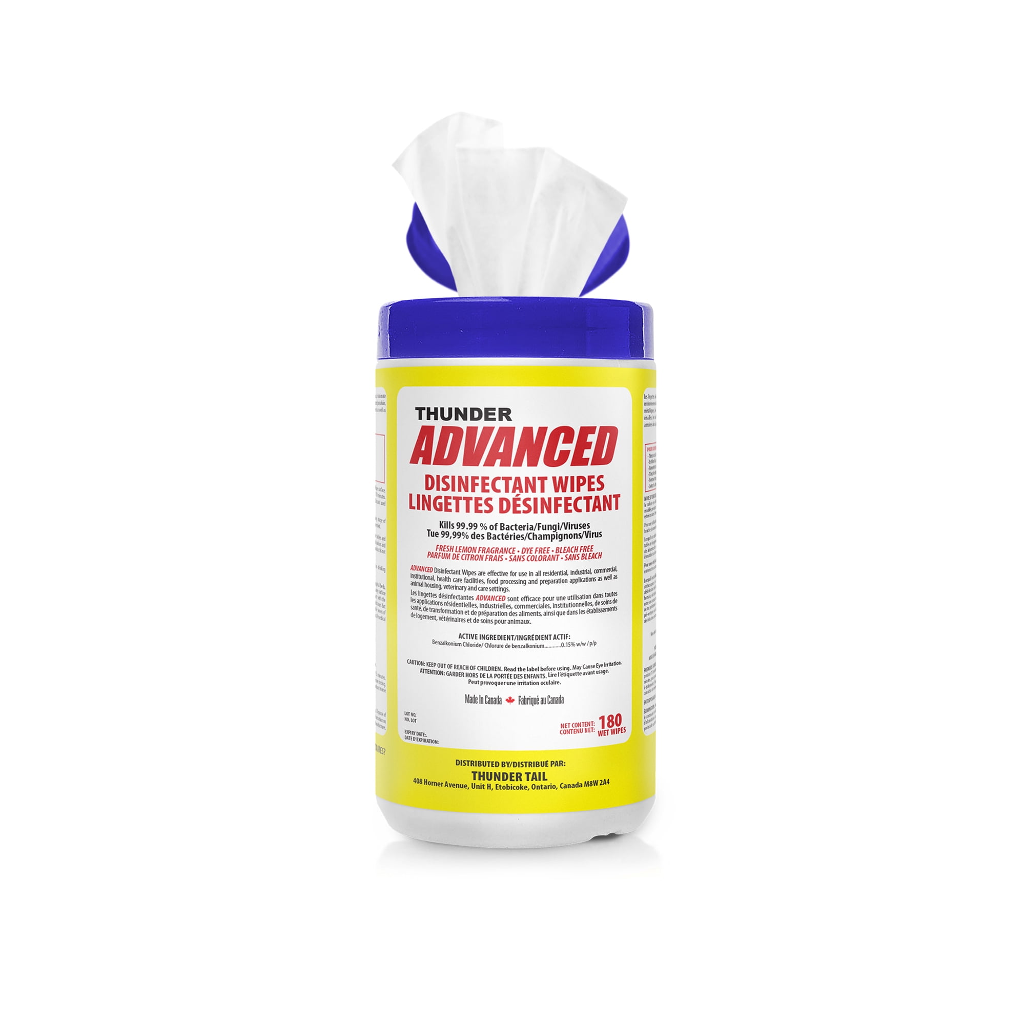 Thunder Advanced Disinfecting Wipes 180 Wipes/Canister