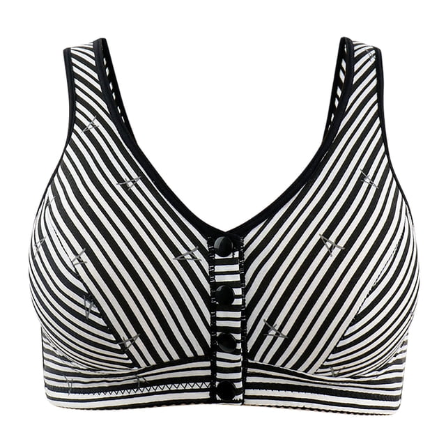 Front Close Bras for Women Full-Coverage Bra Feature V-Neck Nursing Bra Style W-1110 Black S
