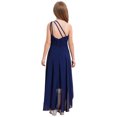 thumbnail image 4 of Manyakai Robe à une Épaule pour Filles, Ourlet Haut-Bas, Robe de Princesse à Volants, Taille Haute, Robe de Danse de Soirée Bleu Marine 8, 4 of 7