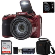 Kodak PIXPRO AZ425 Astro Zoom 20MP Full HD Digital Camera Bundled with SanDisk 64GB Memory Card and Camera Bag. Get a Free SD Card Reader and Custom Cleaning Cloth (RED)
