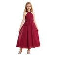 thumbnail image 3 of renvena Robe de Demoiselle d'Honneur pour Filles, Robe de Fête Sans Manches en Chiffon, Bourgogne 8, 3 of 7