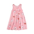 thumbnail image 1 of Chemises de Nuit pour Fille 1-14 Ans Chemises de Sommeil en Coton Vêtements de Nuit Été Sans Manches Col Rond Imprimé Nœud Ample et Confortable Robe de Climatisation Rose B, 1 of 3