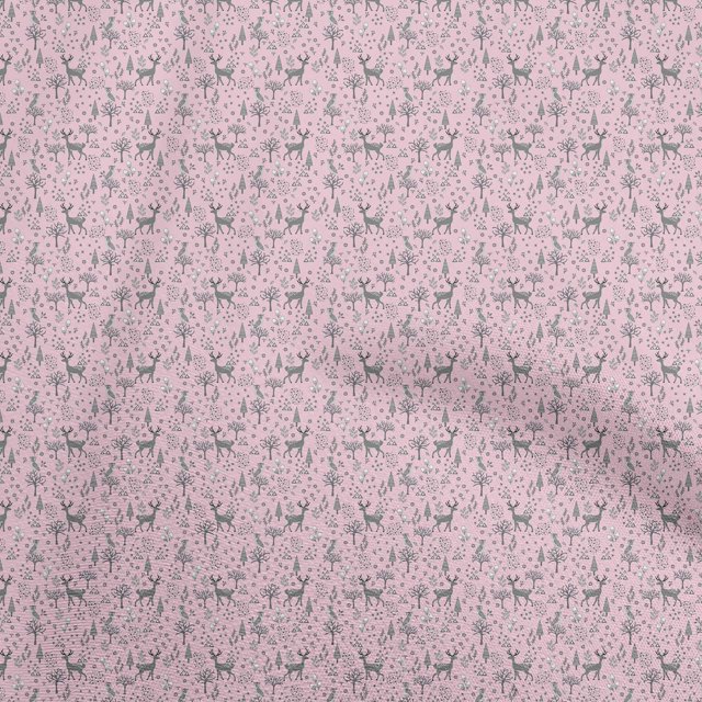 oneOone Polyester Spandex Light Pink Fabric Animal Craft Projects Decor Fabric Printed By The Yard 56 Inch Wide