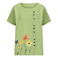 thumbnail image 4 of Pisexur Hauts d'Été pour Femmes, Hauts pour Femmes, Hauts de Sortie pour Femmes, Hauts pour Dames, T-Shirt à Manches Courtes Col Rond Imprimé Mode Décontractée Vert,G, 4 of 5
