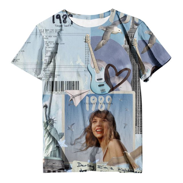 TayIor Sw1ft Chemises, Tylor Sw1ft Merch, Tylor Sw1ft, Chemises Blouse à Manches Courtes à Col Rond Imprimées Décontractées de Mode pour Femmes, T-Shirts Graphiques pour Amatrices de Musique pour Femmes TKFASHION Bleu Pâle m