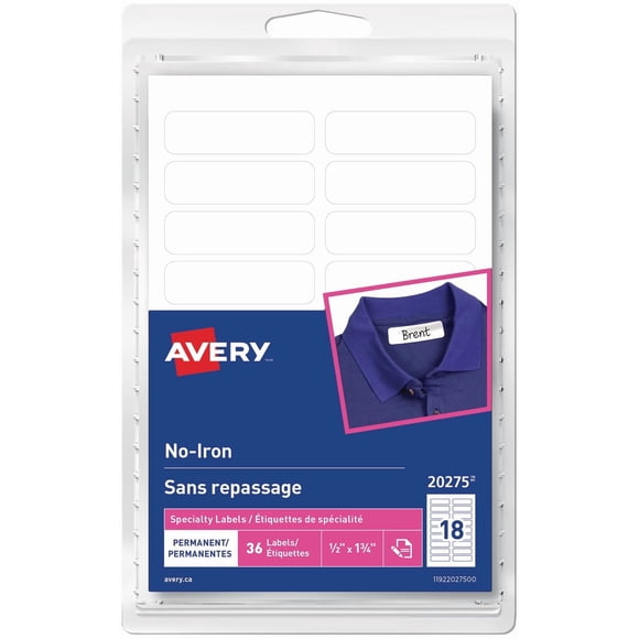 Avery Permanent No-Iron White Clothing Labels