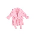 thumbnail image 2 of Baby Boy Girls Flannel Bathrobe Ultra Soft Solid Color Long Sleeve Lapel Design Robe with Belt and Pocket, 2 of 6