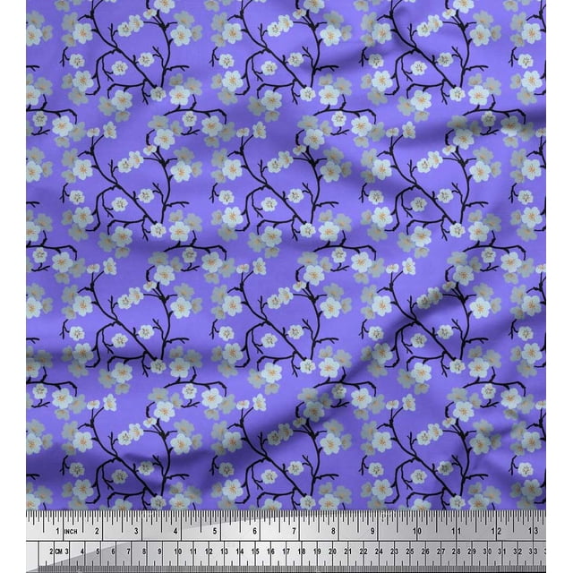 Soimoi Velvet Fabric Blossom Floral Decor Fabric Printed Yard 58 Inch Wide