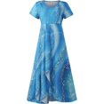 thumbnail image 4 of QJUHUNG Formel pour Femmes Soirée Robe Midi Été Col en V Manches Courtes T-Shirt Soirée Invitée de Mariage Style Asymétrique B-8 Cocktail Gris_i L, 4 of 5
