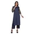 thumbnail image 2 of Moomaya Ensemble Kurta Ethnique Imprimé Palazzo à Col Rond en Coton Slub pour Femmes Grande Taille, 2 of 5