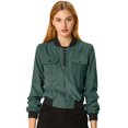 thumbnail image 1 of INSPIRE CHIC Blousons Bomber à Manches Longues pour Femmes à Col Montant, à Fermeture Éclair, avec Poches à Rabat, 1 of 6