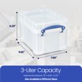 thumbnail image 3 of Really Useful Box 3 Liter Snap Lid Bins for Music Storage, Clear (4 Pack), 3 of 7