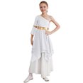 thumbnail image 1 of Alvivi Robe de Danse Liturgique de Louange pour Filles, Métallique, une Épaule, Manche Évasée, Robe d'Église, Performance sur Scène, Blanc, 10, 1 of 5