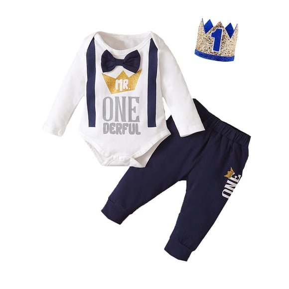Tenue de 1er Anniversaire Garçon Mr Onederful Tenue d'Anniversaire Bébé Garçon Vêtements de Premier Anniversaire (Blanc, 12-18 Mois)