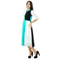 thumbnail image 3 of Bimba Womens Classique Mandarine Col Shift Tricolore Midi Été Chic Robes, 3 of 7