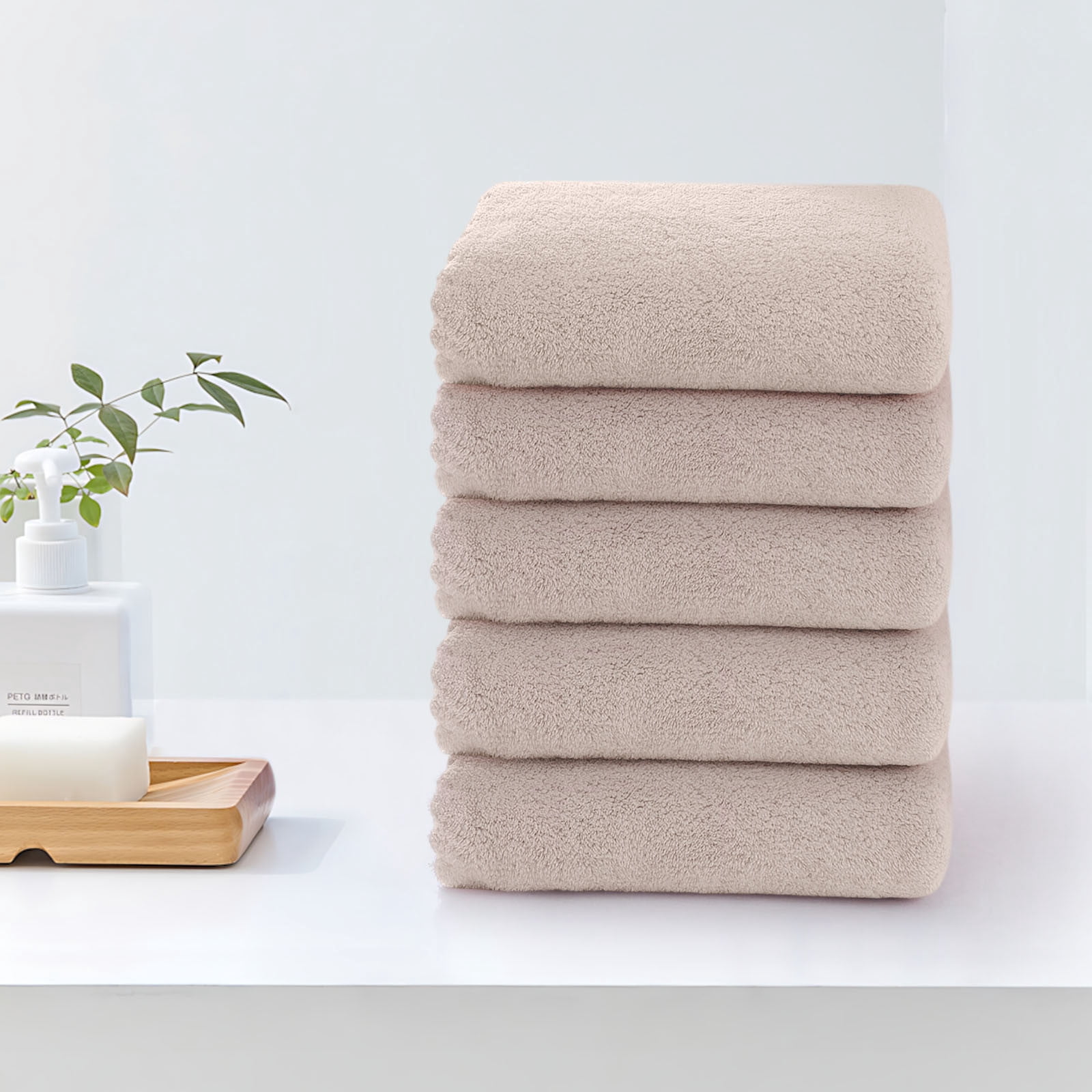 UsRHHA Velvet Towel Set, 5PC Soft Absorbent Face Cloths, Plain Bath Wash Towels