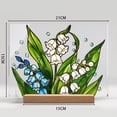 thumbnail image 3 of Nilvkv Acrylic Printed Desktop Display Floral Decoration Wooden Base Transparent Desktop Ornament, 3 of 6