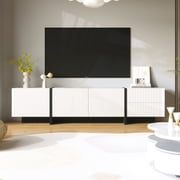 MODERNLUXE 74.7" Fluted TV Stand for TVs up to 80", Mid Century Modern Entertainment Center with Storage Cabinet and 2 Drawers,Wood Media TV Console for Living Room,Bedroom