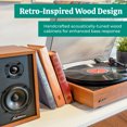 thumbnail image 4 of Electrohome Montrose Tourne-Disque Vinyle Sans Fil Extensible avec Berkeley, Haut-Parleurs d'Étagère Bluetooth Alimentés, Tweeter 1 Pouces et Haut-Parleur 3 Pouces, pour une Acoustique Naturelle, Teck, 4 of 8