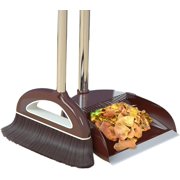 LAICAIW Broom with Dustpan Combo Set, Broom and Dustpan Set, Heavy Duty Dust Pan and Broom with Long Handle, Broom and Dustpan Combo for Home Lobby Floor with A Comb-Shaped Filter