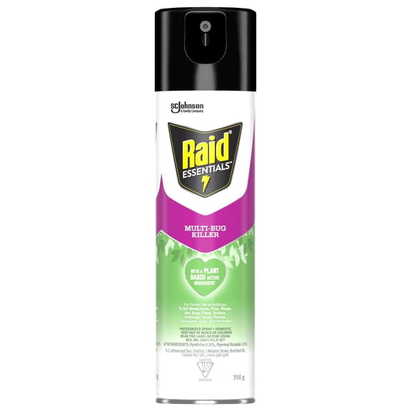 Insecticide Raid Essentials contre plusieurs insectes, pour utilisation à l’intérieur, 350 g