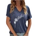thumbnail image 1 of Birdeem Chemisiers Chemises T-Shirts Hauts à Manches Courtes Imprimés à Col en V Décontractés pour Femmes, 1 of 12