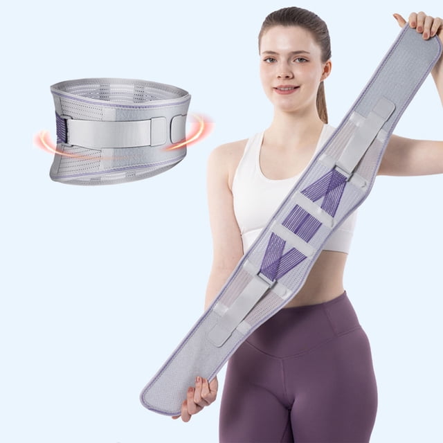 Back Support Belt Adjustable Steel Plates | 4 Reinforced Spring Splints | Breathable Polyester Material | Posture Corrector | Relieves Back Pain | Waist Brace | 90x15cm | 1 PC | Black or Purple