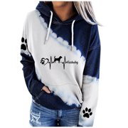 Huaizzzy Women's Dog Mom Hoodie Dog Long Sleeve Shirt Dog Mom Sweatshirts Pullover Tops for Women Teen Girls Zip up Hoodie Dress Women Thin Womens Hoodies Pullover Clothe Top Long Sweatshirt Hoodie