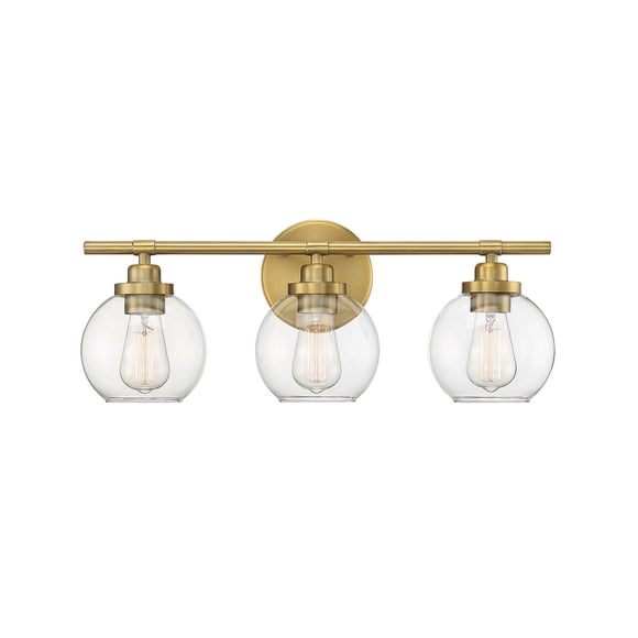 Savoy House 8-4050-3-322 Carson 3-Light Bath Bar, 22.5" Warm Brass, A19 Bulbs
