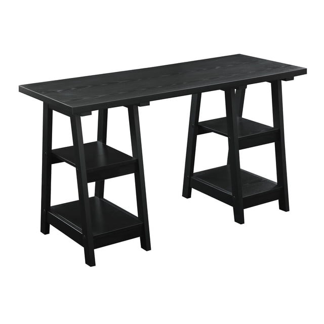 Convenience Concepts Designs2Go Bureau Tréteau Double, Fini Bois Noir