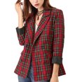 thumbnail image 1 of INSPIRE CHIC Veste pour Femme à Revers Cranté, Double Boutonnage, Blazer à Épaules Rembourrées, TG Rouge Vert, 1 of 8