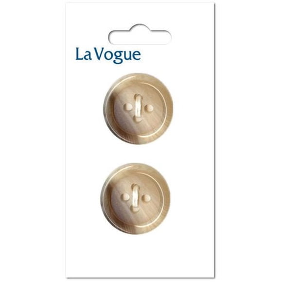 LA VOGUE 4-Hole Button - Light Beige, 25 mm (0.98 in) (2-Pack)