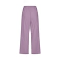 thumbnail image 5 of Pantalon Capri Décontracté pour Femmes, Jambe Droite, Cordon de Serrage, Taille Élastique, en Lin, avec Poches, 5 of 5